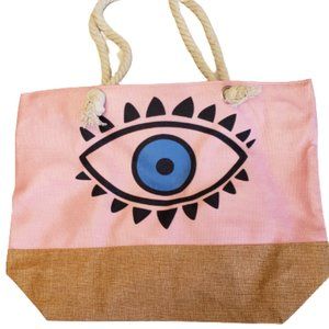 Evil Eye Canvas Beach Bag Tote